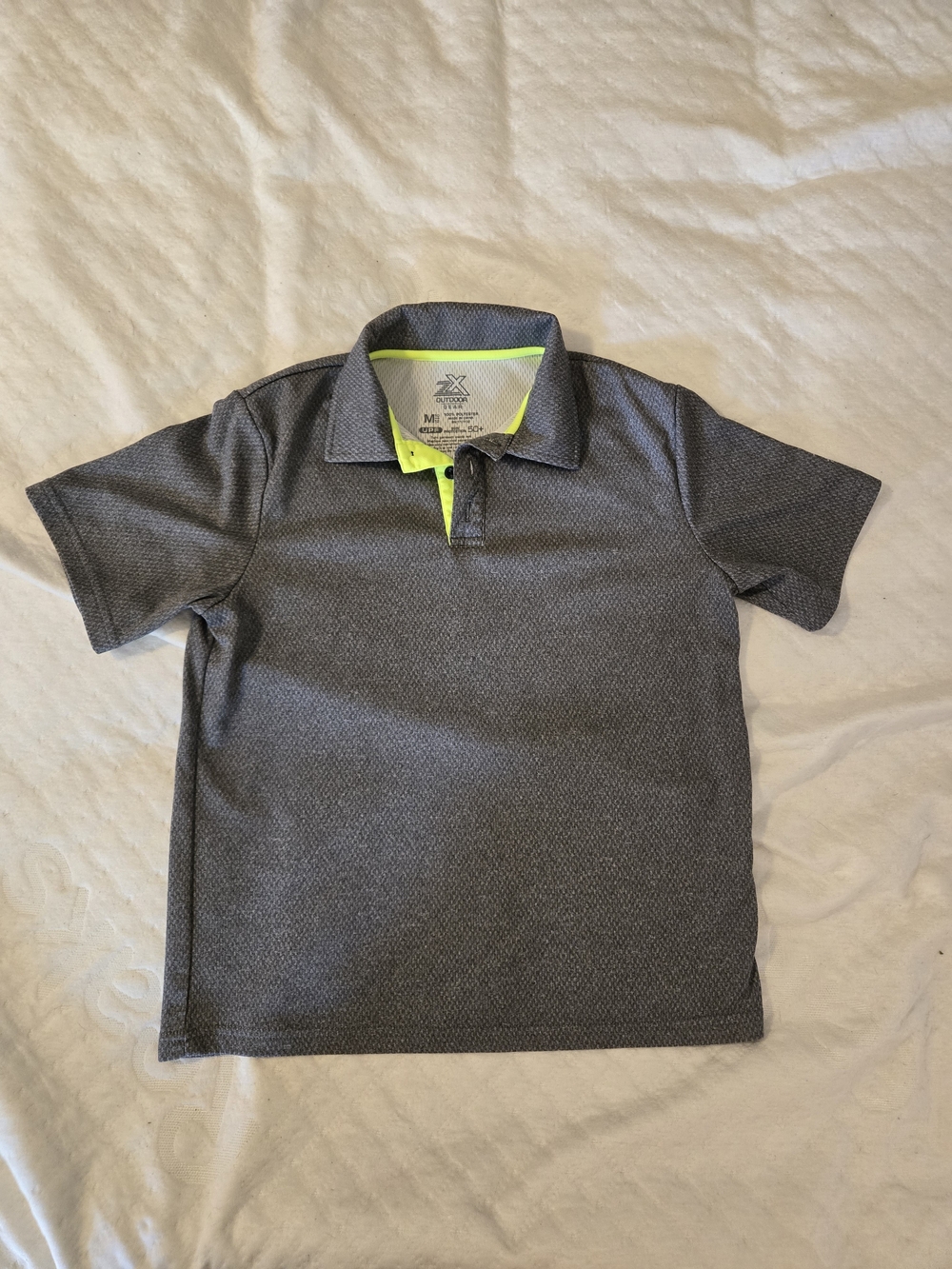 Outdoor Life Gray Polo with Neon Yellow Trim